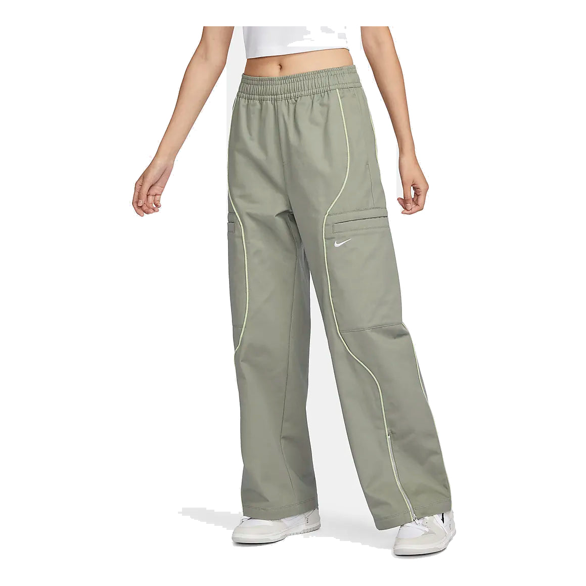 (WMNS) Nike Sportswear High Waist Woven Trousers 'Light Olive' FN1950-053