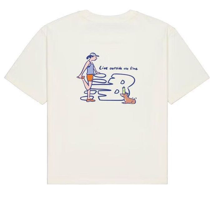 (WMNS) New Balance x PK Illustration T-shirt 'Ivory Blue' NEE26142-IV