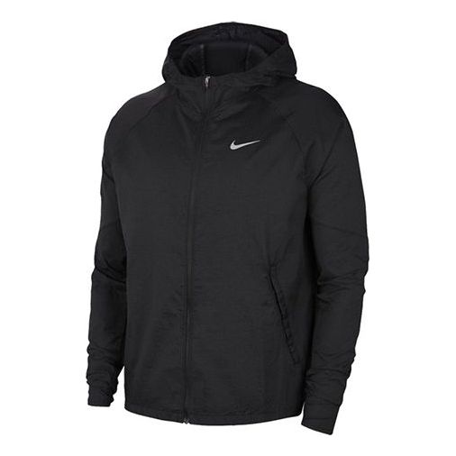 Men's Nike Small Logo Solid Color Hooded Track Jacket Black CU5358-010