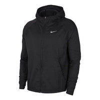 Men's Nike Small Logo Solid Color Hooded Track Jacket Black CU5358-010