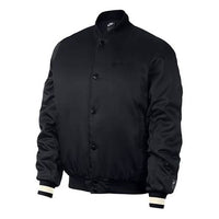 Men's Nike Air Solid Color Logo Woven Sports Baseball Jacket Black AR1838-010