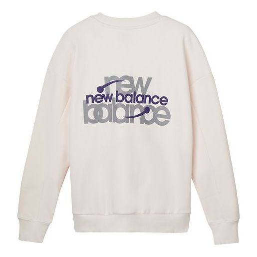(WMNS) New Balance Classic Logo Print Sweatshirt 'White Purple' AWT04308-PLW