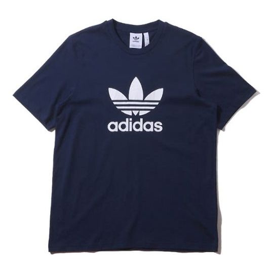 Men's adidas originals Trefoil Tee Colleage Alphabet Printing Breathable Short Sleeve Blue ED4715