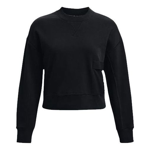(WMNS) Under Armour Project Rock Fleece Crew Sweatshirt 'Black' 1365989-001