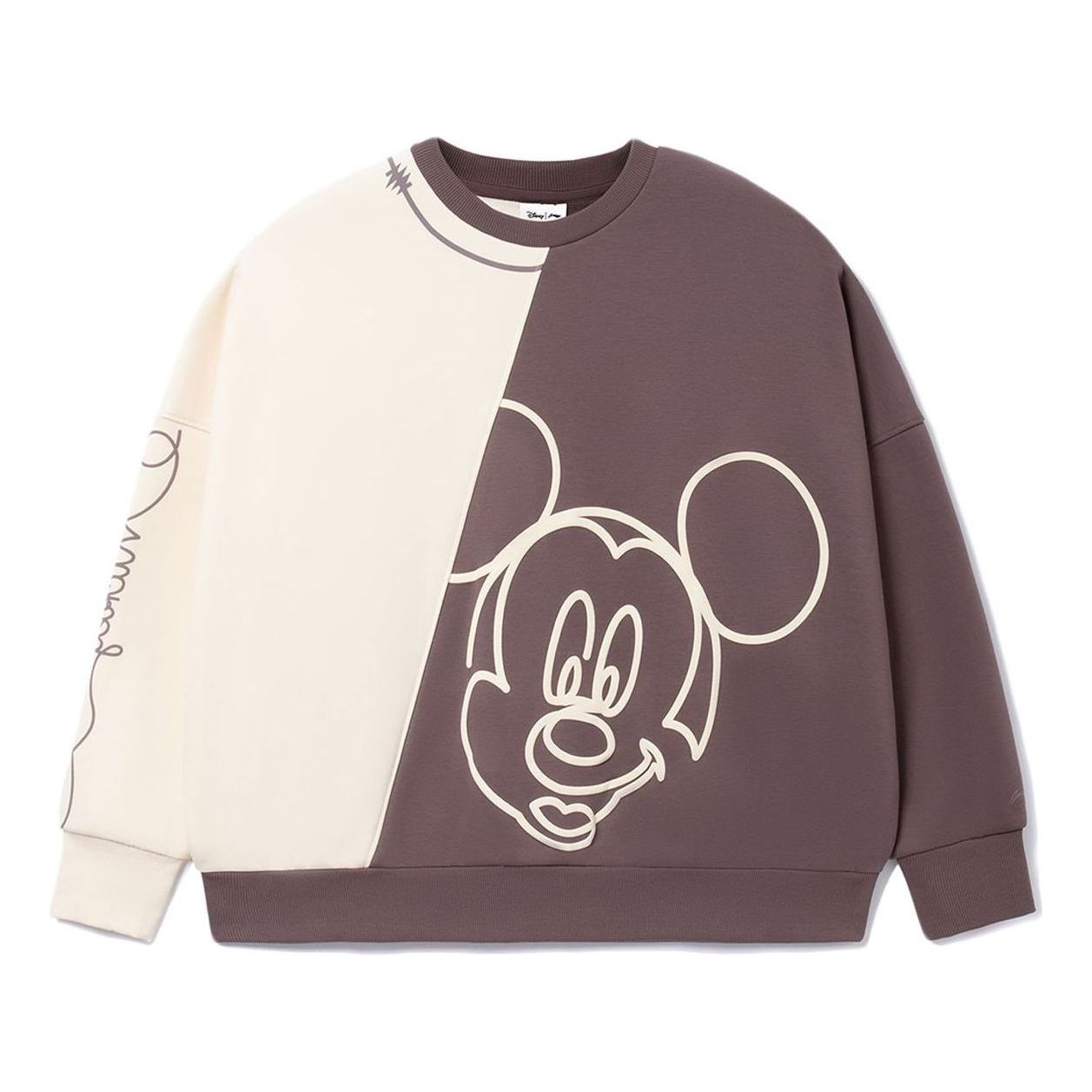 (WMNS) Li-Ning x Disney Color Block Graphic Sweatshirt 'Beige Brown' AWDRD62-3