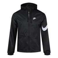 Nike Sportswear Swoosh Full-length zipper Cardigan Hooded Jacket Black CJ5640-010