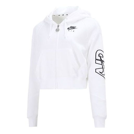 (WMNS) Nike Logo Printing Sports Training Casual Hooded Jacket White DM6064-100