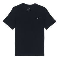 Nike Sportswear Solid Color Embroidered Logo Micro Mark Round Neck Casual Short Sleeve Black BV0508-010