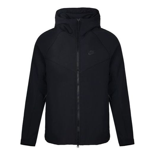 Nike Logo Printing Splicing Hooded Jacket Black 928552-010