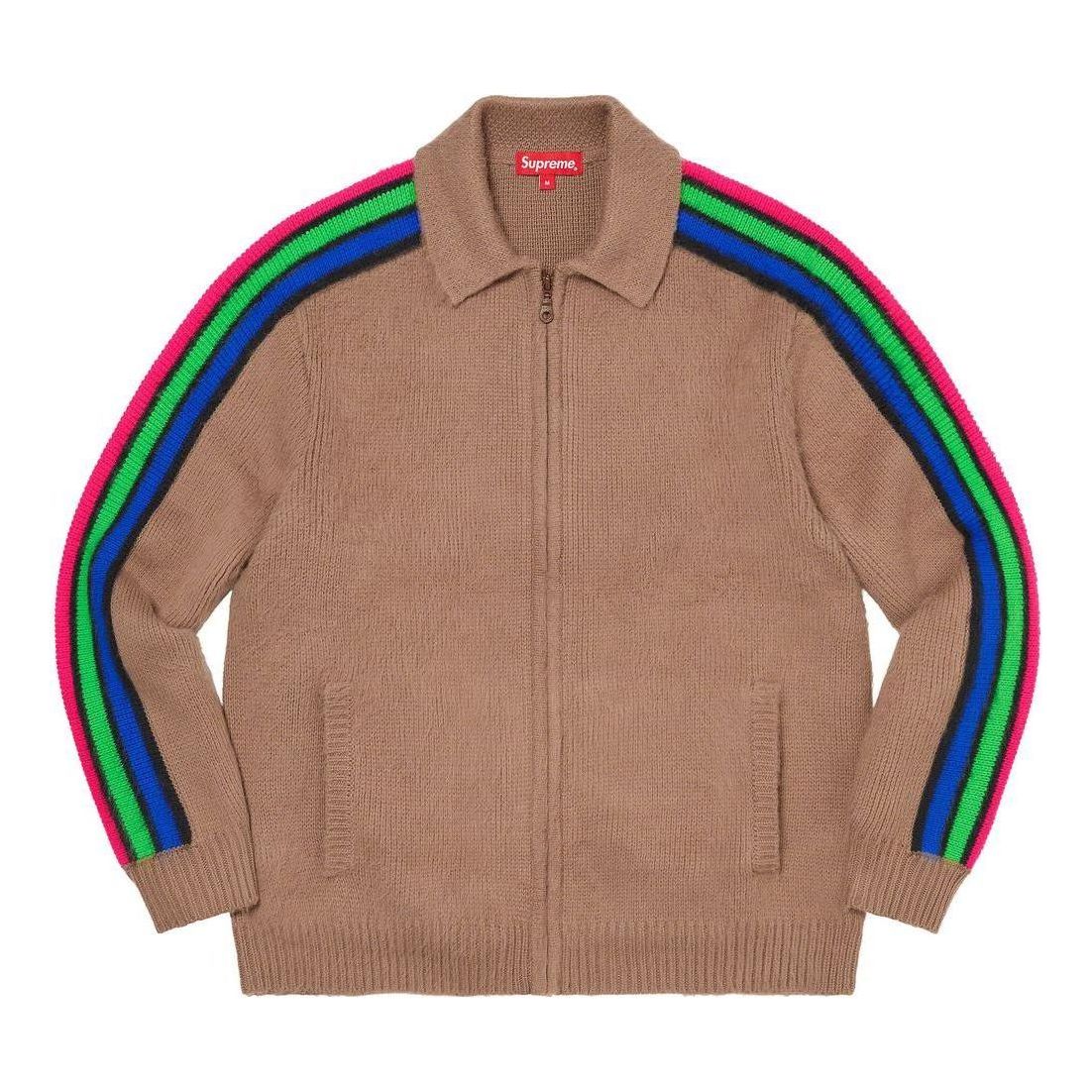 Supreme Sleeve Stripe Zip Up Sweater 'Brown Blue Green Red' SUP-SS23-189
