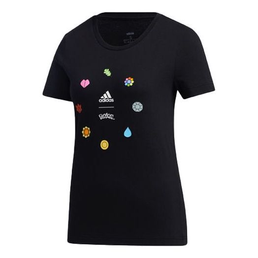 (WMNS) adidas x POKEMON Crossover Printing Training Sports Short Sleeve Black GN3004