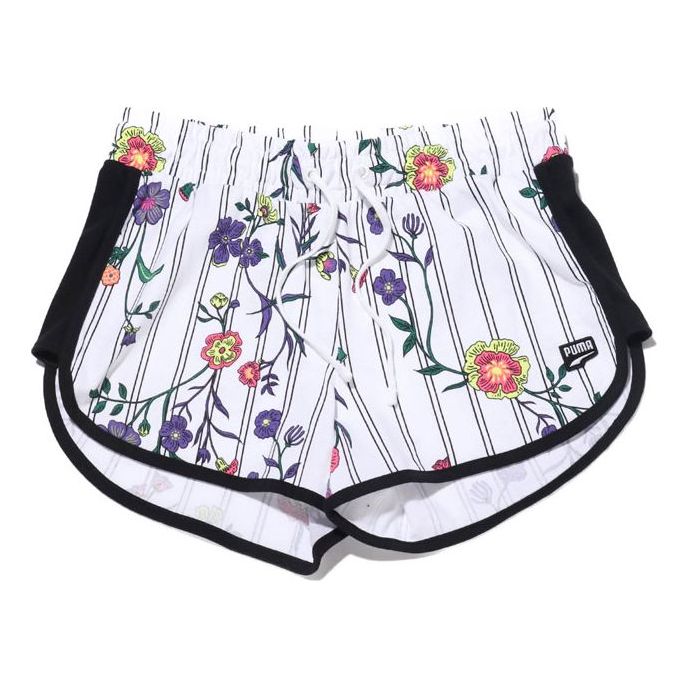 (WMNS) PUMA Casual Sports Lacing Flowers Knit Shorts White 597467-02