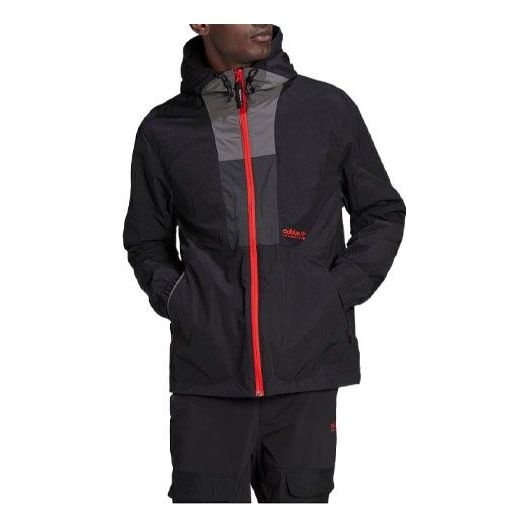adidas originals Contrasting Colors Sports Hooded Jacket Black HF4804