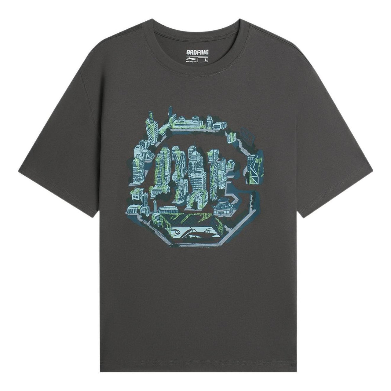 Li-Ning BadFive City Graphic Loose Fit T-shirt 'Grey' AHSS735-5