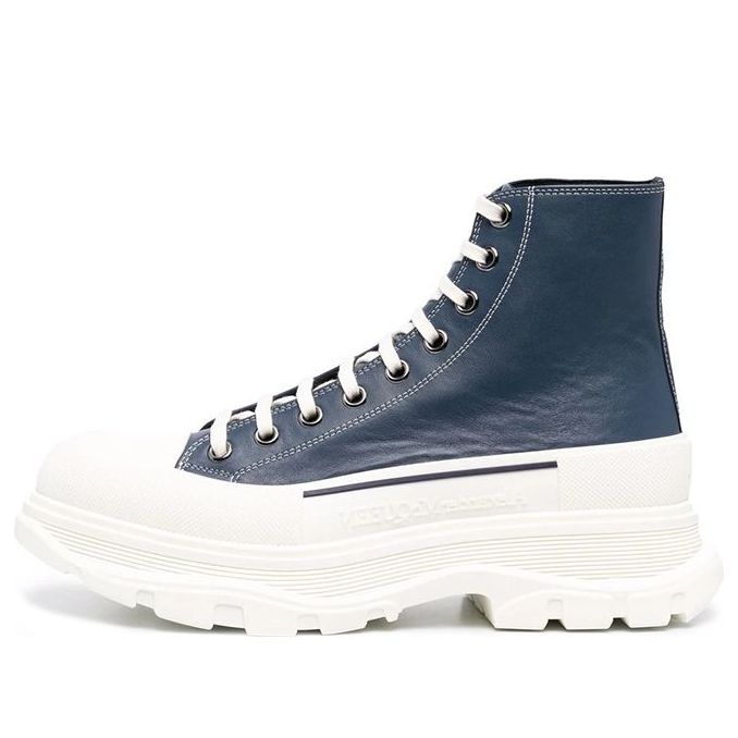 Alexander McQueen Tread Slick Lace Up Boot 'Navy Leather' 627206WIAM24456