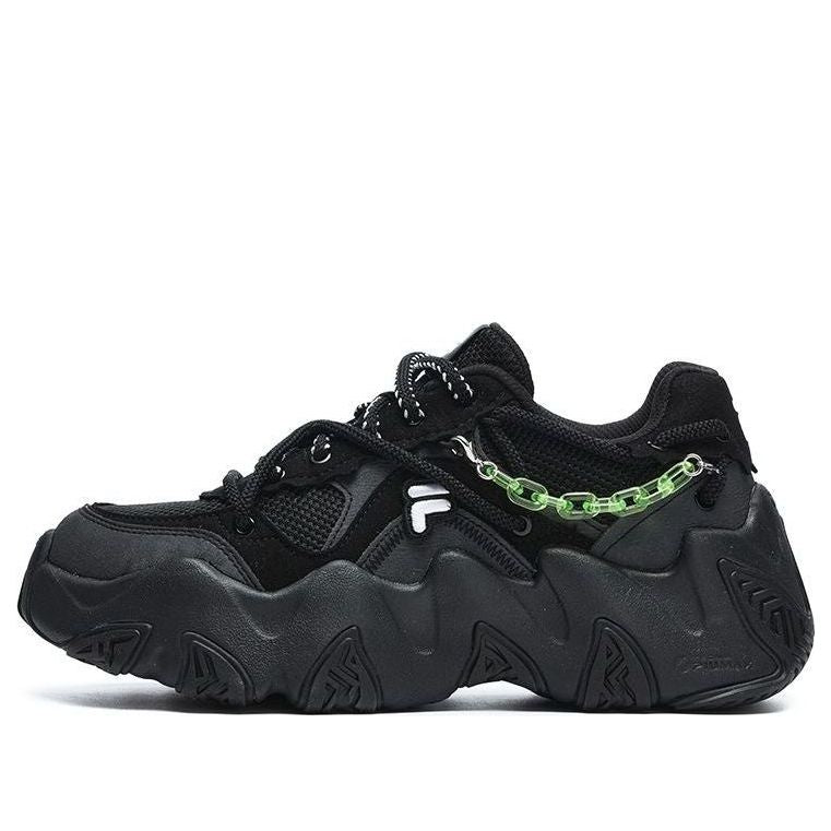 (WMNS) FILA FUSION Fashion Chain Sneakers 'Black Green' T12W241303FBK
