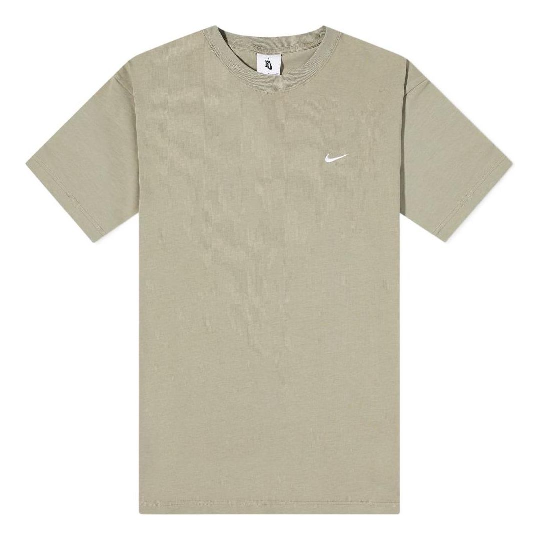 Nike SS22 Solo Swoosh Small Label Logo Solid Color Sports Round Neck Short Sleeve Light Brown CV0559-320