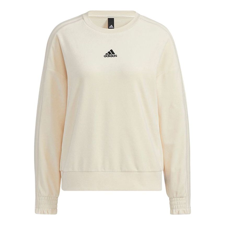 (WMNS) adidas Velour Crew Sweatshirt 'White' HG1842