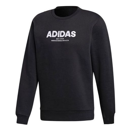 adidas Alphabet Round Neck Long Sleeves Hoodie Men's Black CZ9075