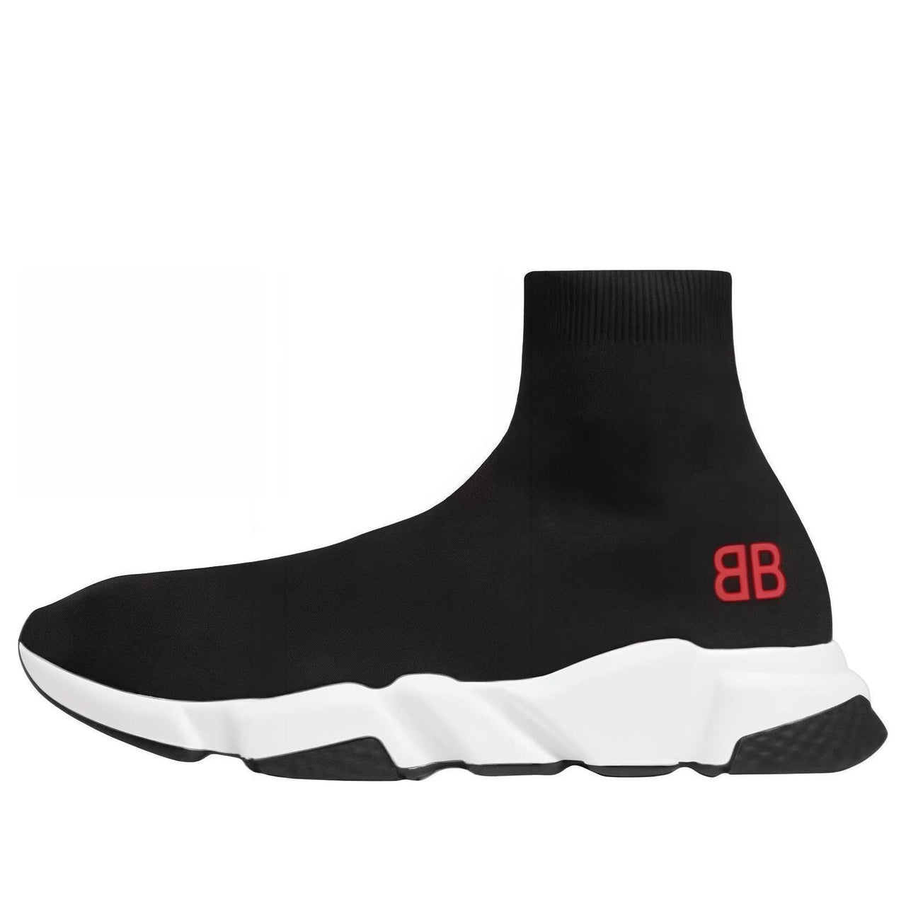 Balenciaga Speed Sneakers 'Black Knit with Red BB Logo' 514218W05G01000
