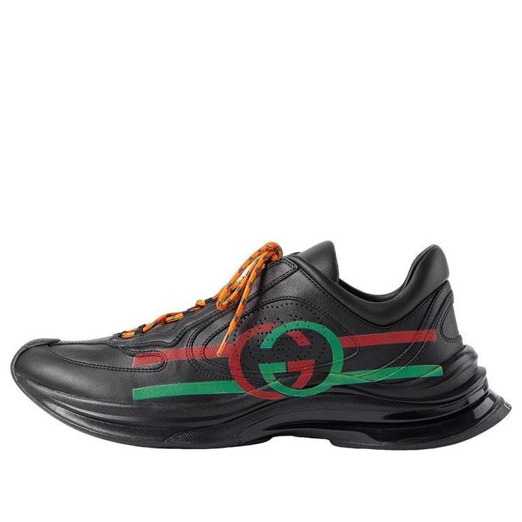 Gucci Run Side-Stripe Lace-Up Sneakers 'Black Red Green' 721111-UHH20-1000