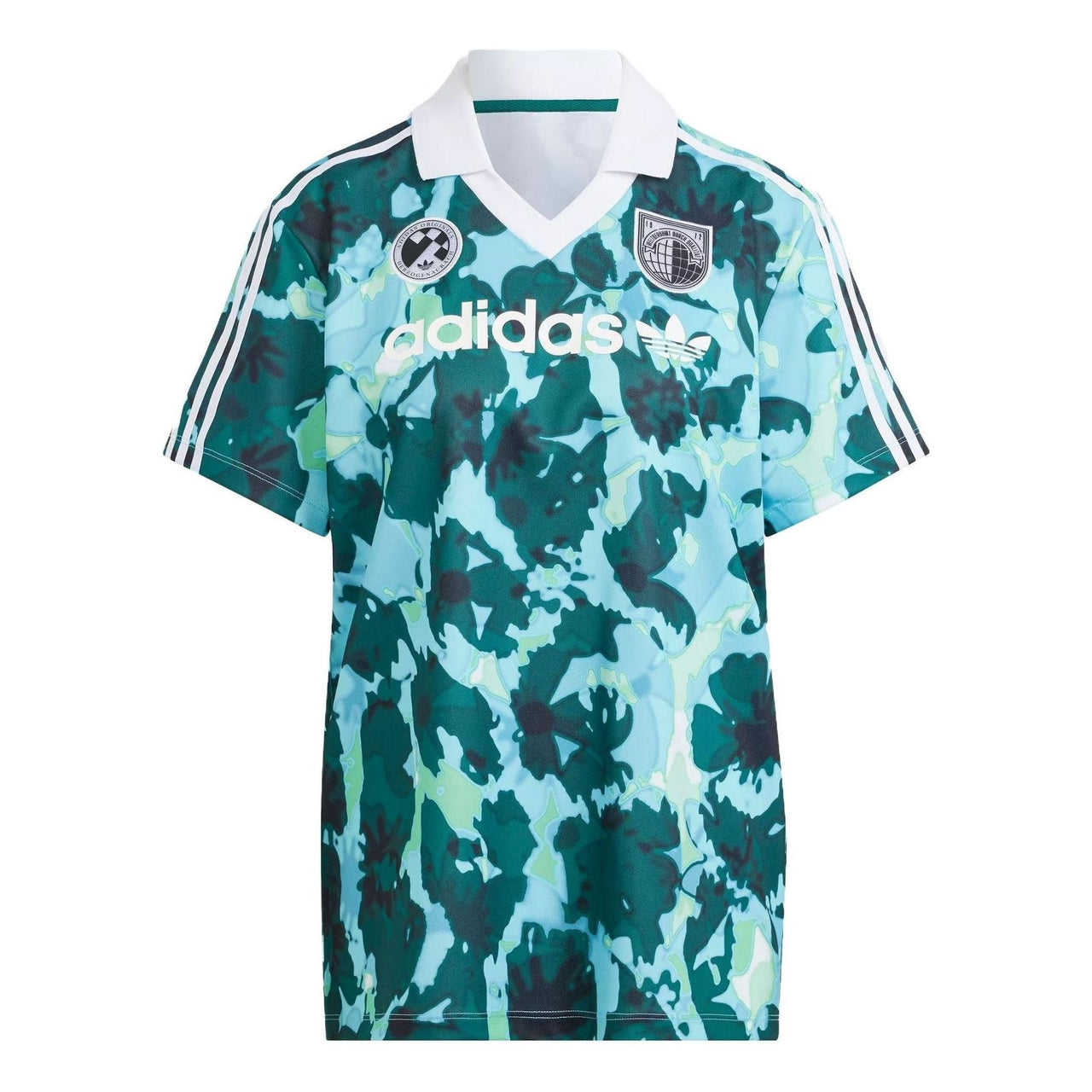 (WMNS) adidas Allover Print Short Sleeve Jersey 'Green Blue' IR9809