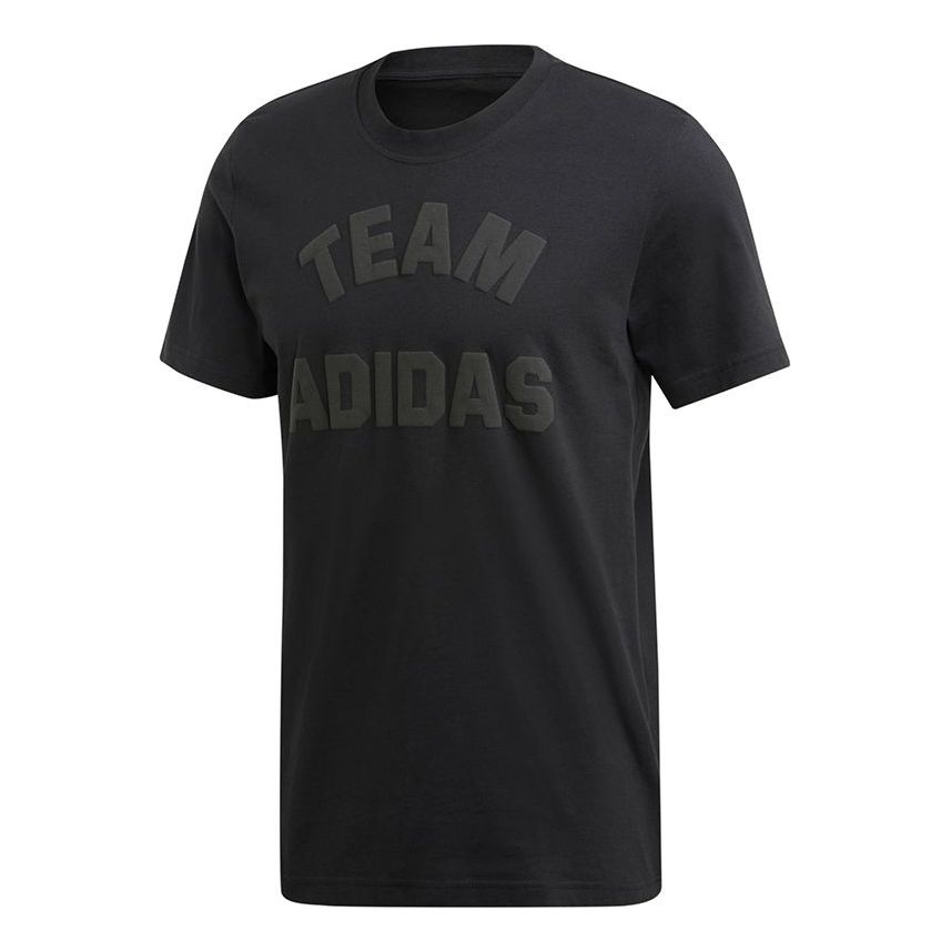 adidas M V Alphabet Printing Casual Sports Round Neck Short Sleeve Black ED7281