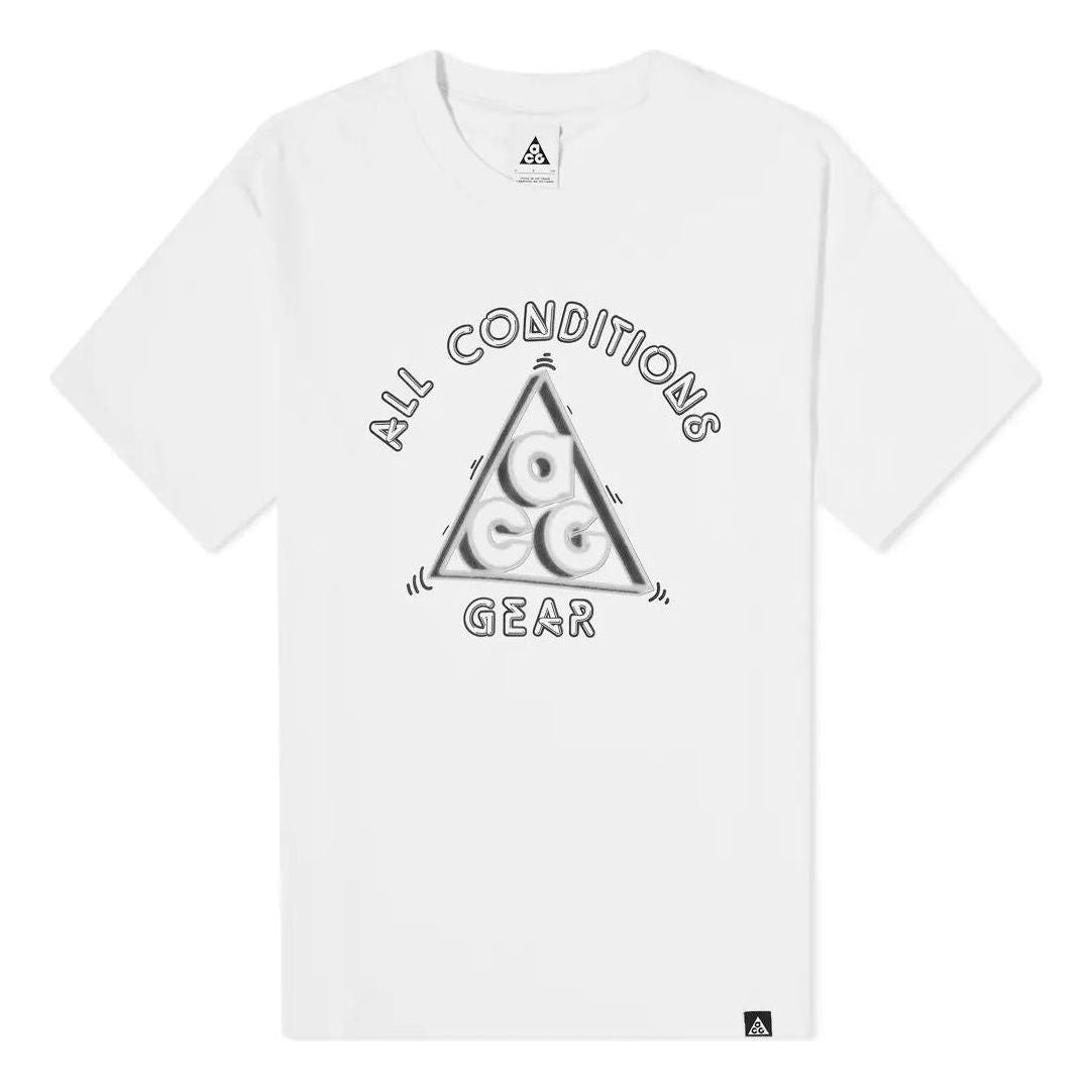 Men's Nike ACG Printing Loose Sports Round Neck Short Sleeve White T-Shirt DD8809-121