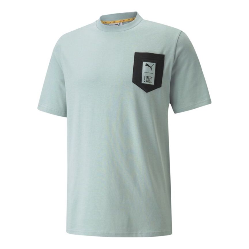 PUMA x FIRST MILE Crossover Pocket Small Label Solid Color Sports Short Sleeve Green 532337-79