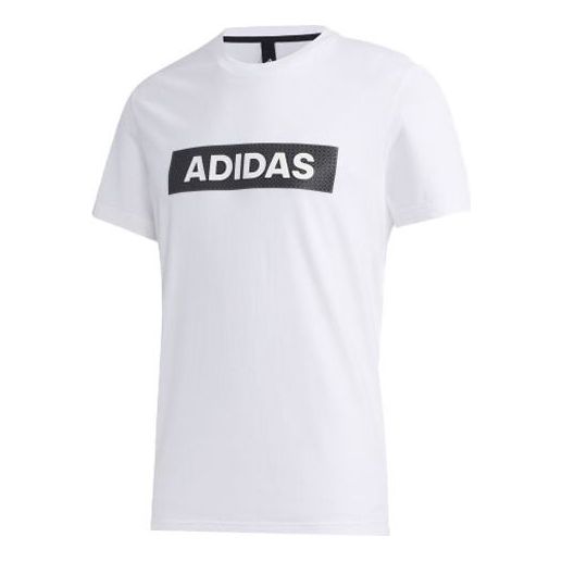 adidas M Gfx T Lng Box Contrasting Colors Logo Sports Round Neck Short Sleeve White GJ5110