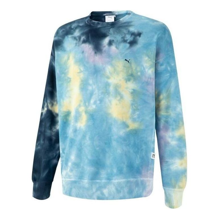 PUMA MMQ Tie Dye Crewneck Sweatshirt 'Blue' 539579-06
