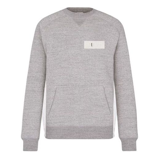 Men's DIOR x Sacai Crossover FW21 Logo Round Neck Long Sleeves Gray 213J643A0750-C880