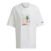 adidas originals Printing Pattern Loose Round Neck Sports Short Sleeve White HB1816