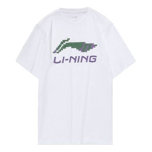 Li-Ning Logo Alphabet Round Neck Short Sleeve 'White' AHSP495-10