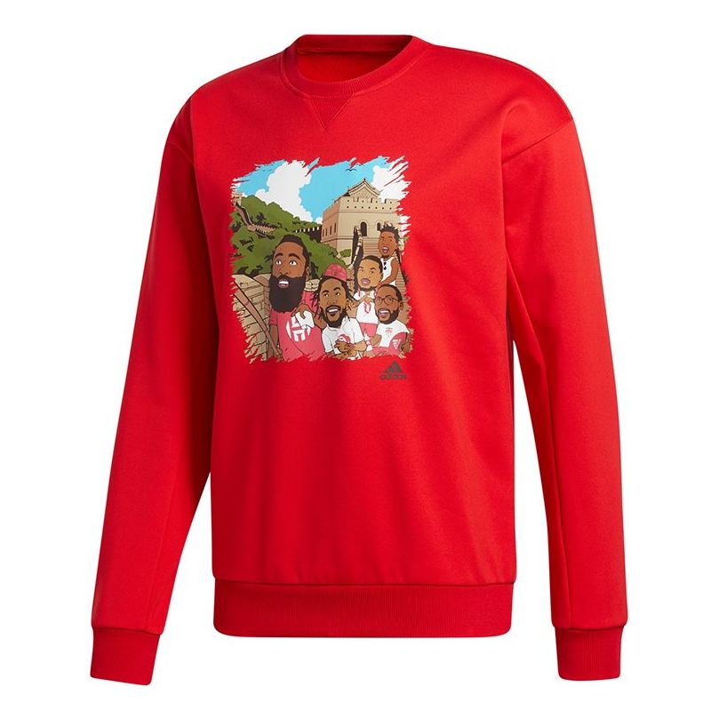 adidas Beijing crew Round Neck Long Sleeves Pullover Red GN8018