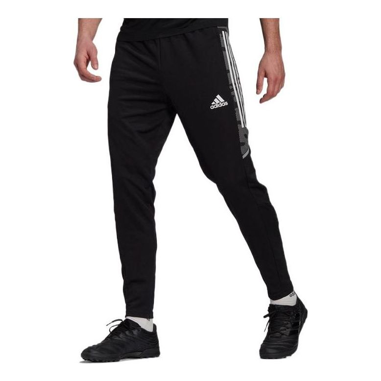 Men's adidas Solid Color Alphabet Logo Printing Running Training Soccer/Football Sports Pants/Trousers/Joggers Black GE5423
