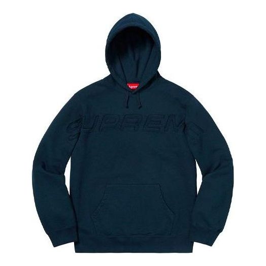 Supreme Set In Logo Hooded Sweatshirt 'Navy' SUP-SS19-096