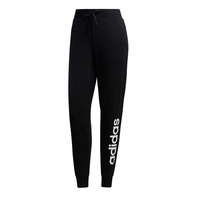 (WMNS) adidas Neo Essential Logo Pants Asia Sizing 'Black White' GJ7917
