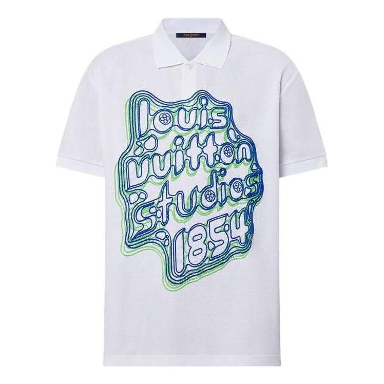 LOUIS VUITTON Embroidered Cotton Pique Polo Shirt 'White' 1ABY09