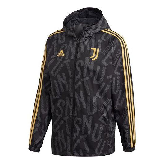 adidas JUVE WINDBREAKR Juventus Soccer/Football Sports Hooded Jacket Black FR4220