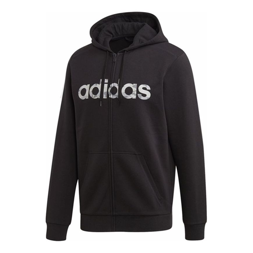 adidas Athleisure Casual Sports hooded Zipper Jacket Black EI9736