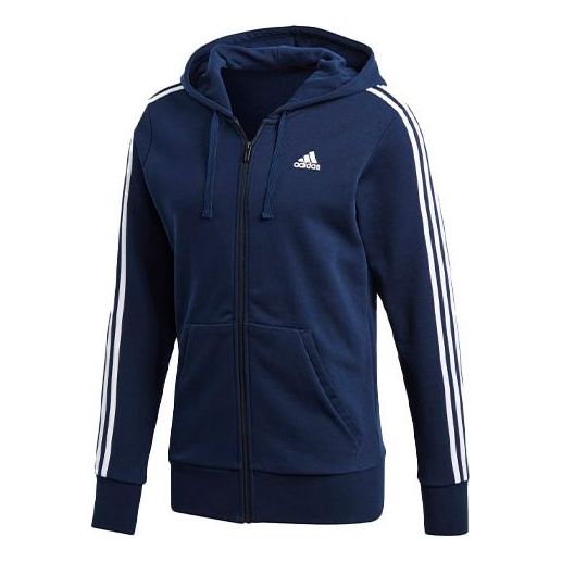 adidas Stripe logo Sports Hooded Jacket Blue S98787