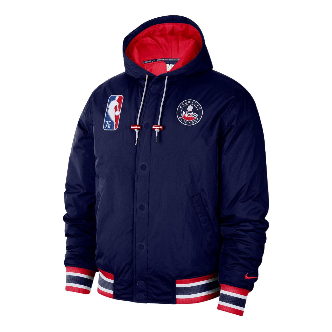 Nike NBA Brooklyn Nets Logo Stripe single breasted Casual Sports Hooded Jacket Blue DB1981-492