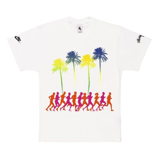 Nike x Stussy Crossover Printing Beach T-Shirt 'White' CU9259-100