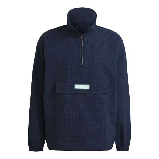 adidas originals Quarter Zip Casual Sports Half Zipper Hooded Jacket Navy Blue HB1821