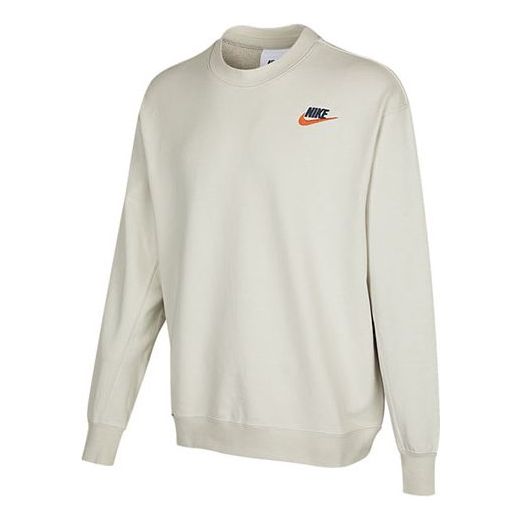 Men's Nike Logo Embroidered Round Neck Sports Pullover Autumn Creamy White DR7834-072