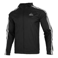 Men's adidas 3s Wb Casual Sports Woven Hooded Jacket Autumn Black HE4322