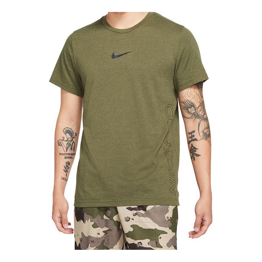 Men's Nike Solid Color Training Alphabet Logo Printing Short Sleeve Green T-Shirt DD1829-326