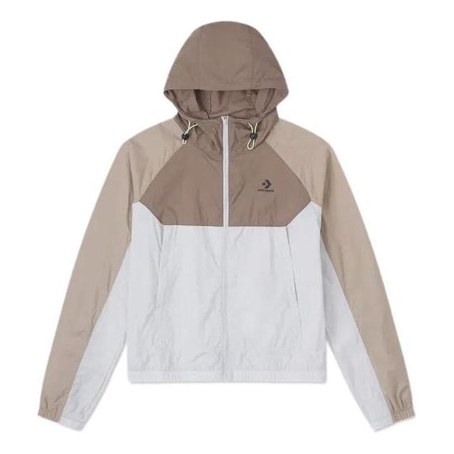 (WMNS) Converse Lightweight Windbreaker Jacket 'Beige White' 10026393-A01