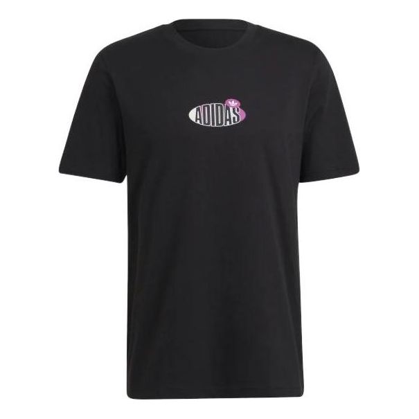 Men's adidas originals Minimalistic Alphabet Logo Printing Round Neck Short Sleeve Black T-Shirt HI5275
